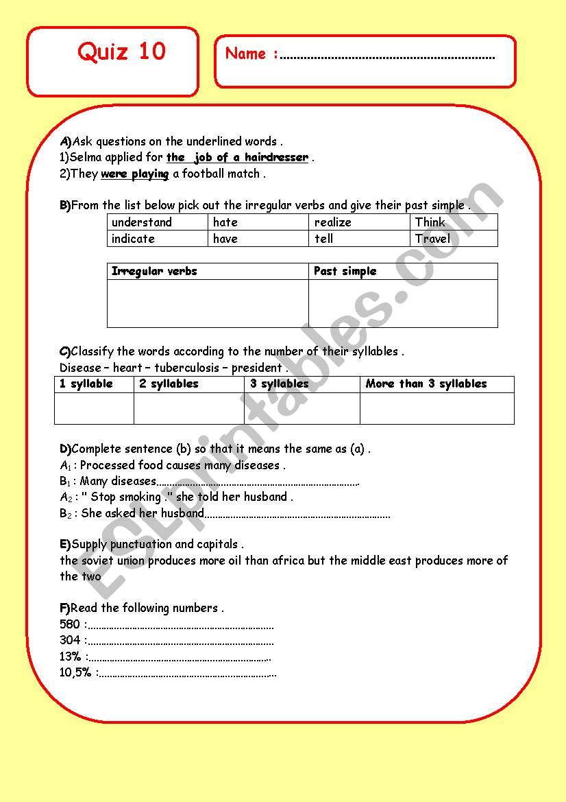 quiz 10 worksheet