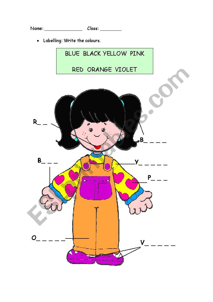 LABELLING COLOURS worksheet