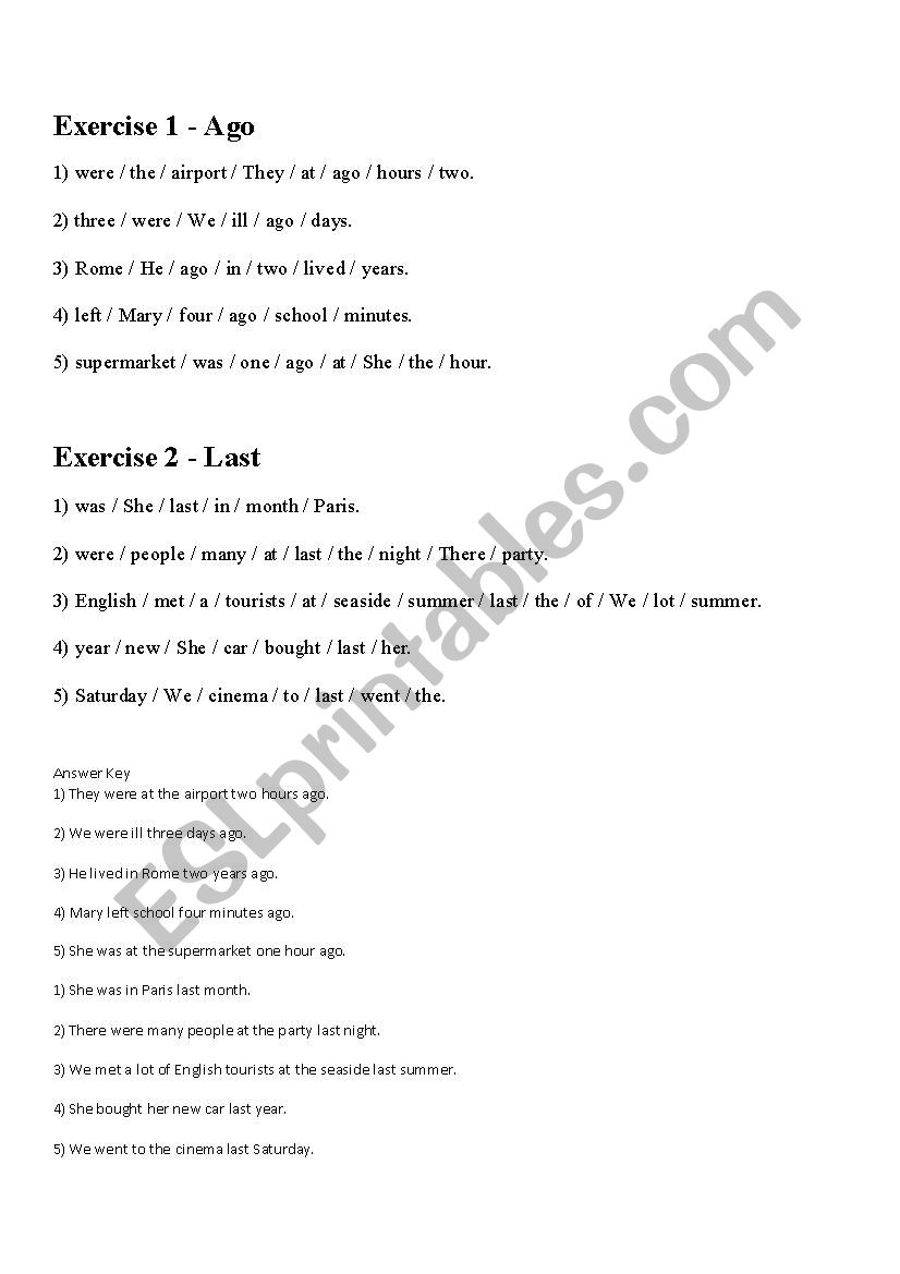 Time Expression worksheet