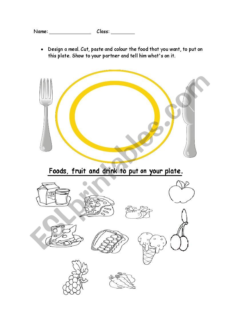 DESIGN YOUR OWN MEAL worksheet