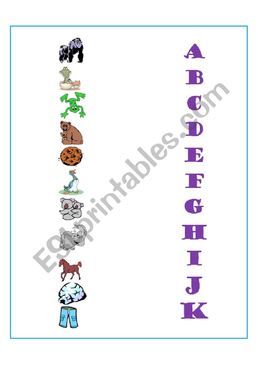 alphabet matching esl worksheet by expertosenidiomas