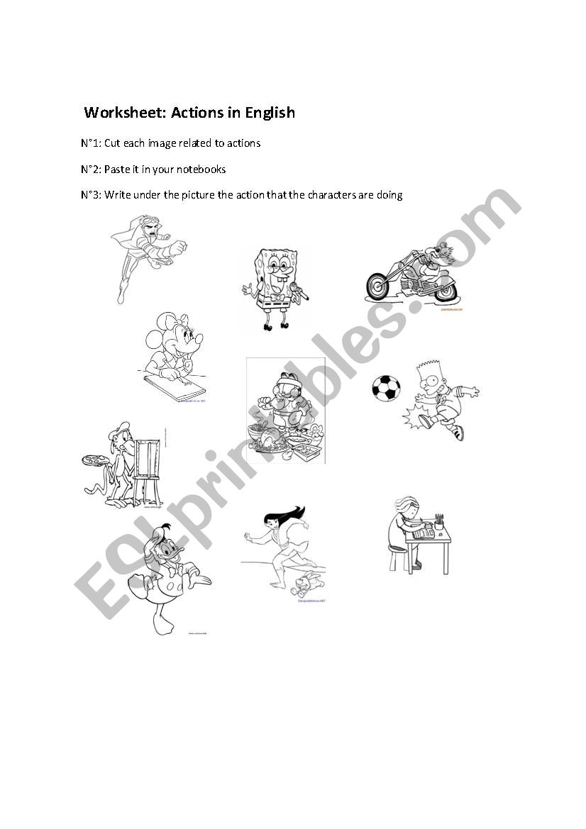 Actions in English worksheet