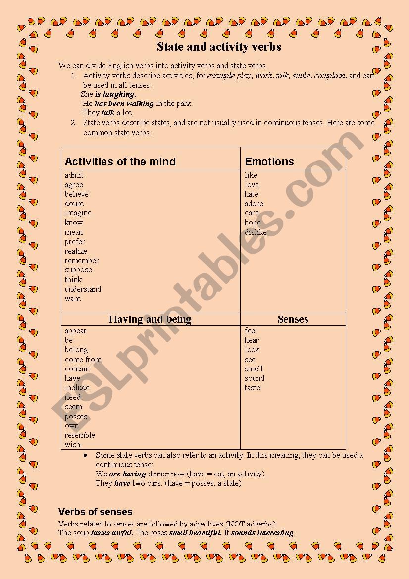 State And Activity Verbs