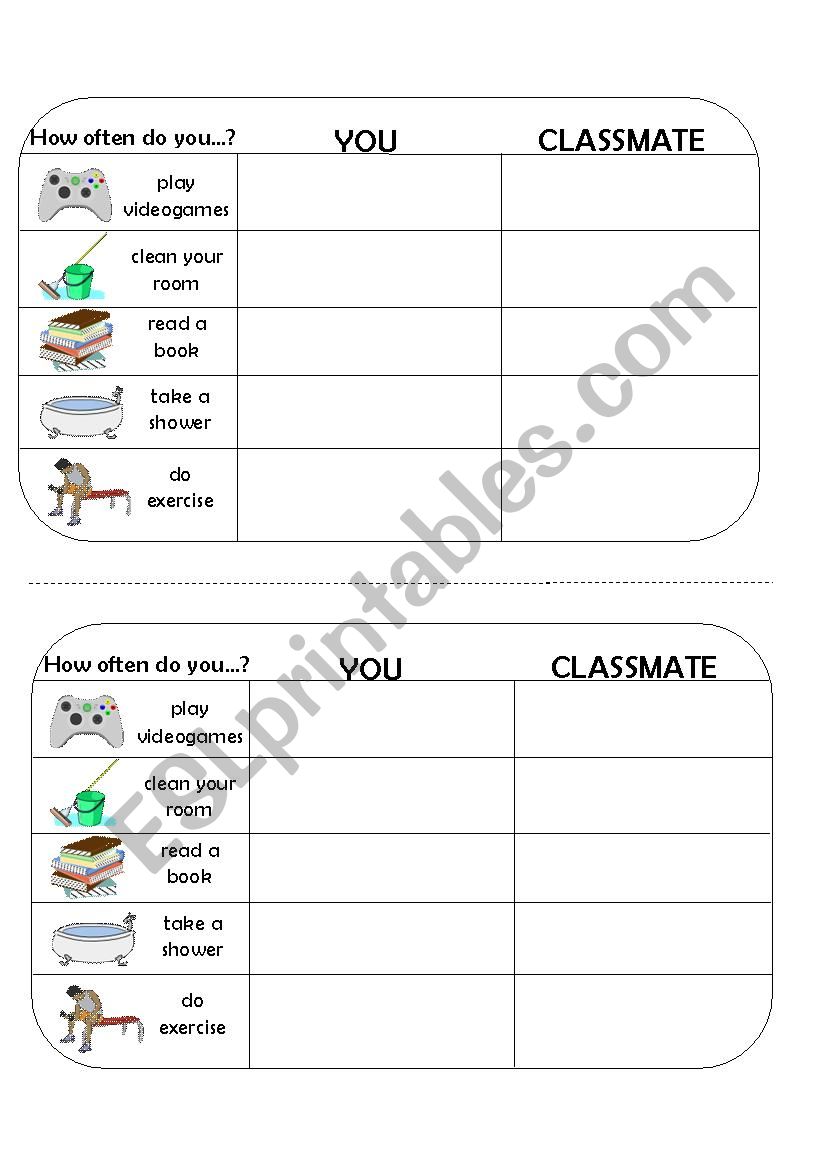 How often do you...? worksheet