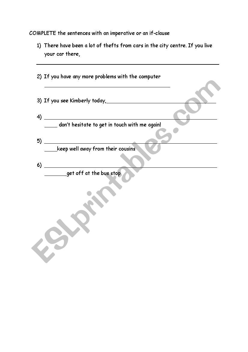 if exercises worksheet