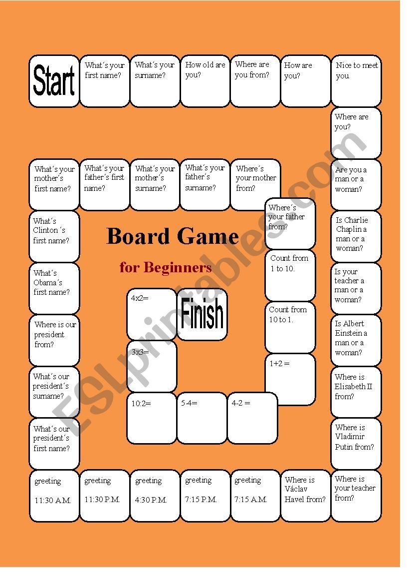 A Boardgame For Beginners ESL Worksheet By LenkaW