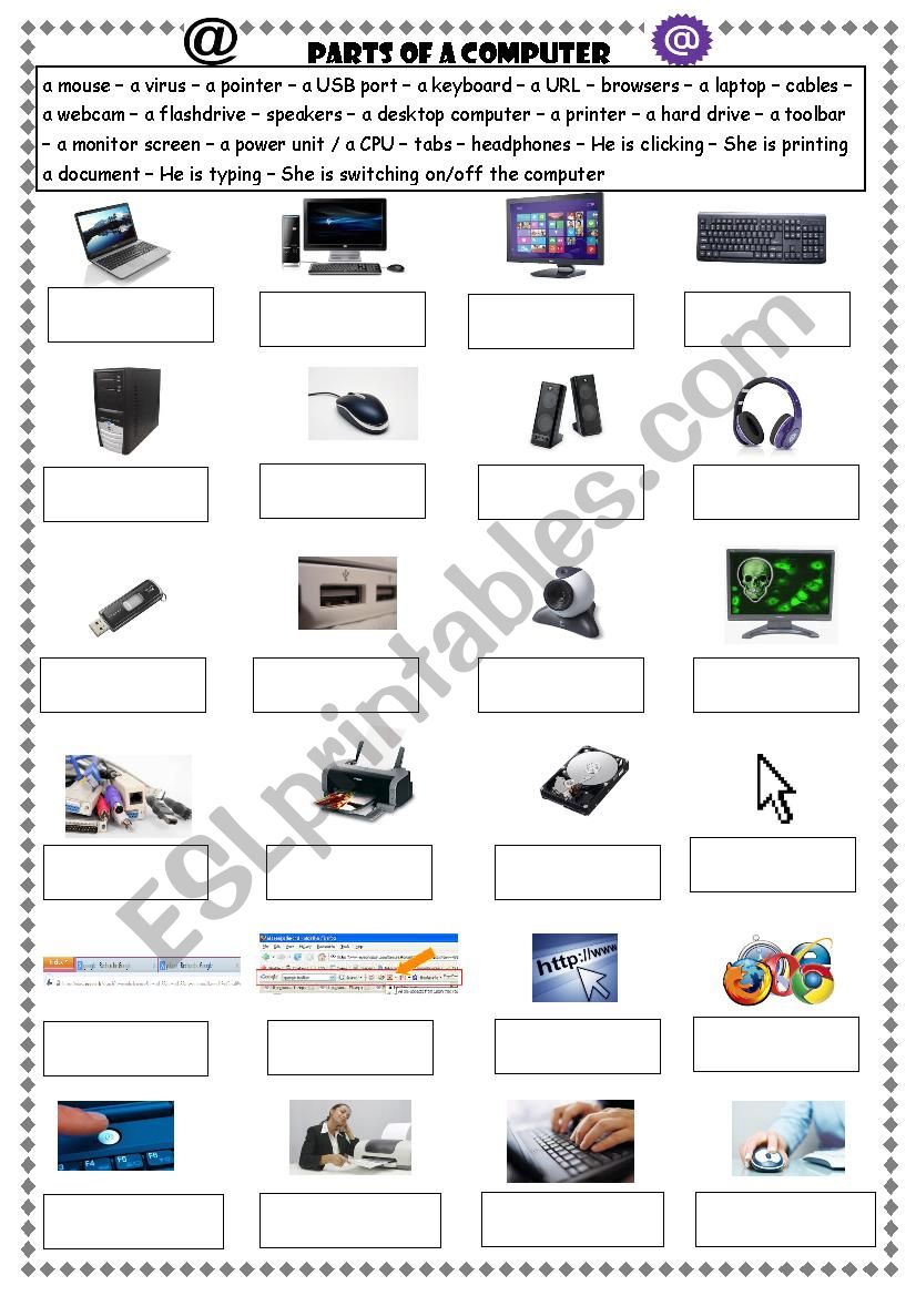Parts of a computer - ESL worksheet by Linou_