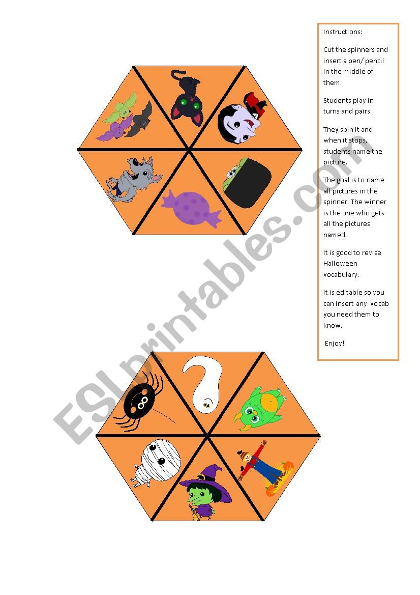 halloween spinner speaking activity