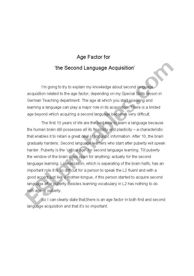 Age factor worksheet