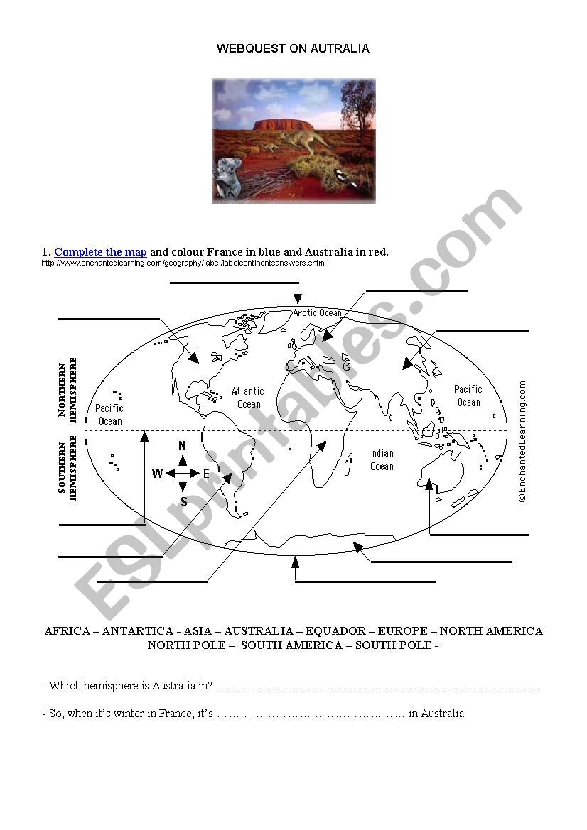 australia webquest worksheet