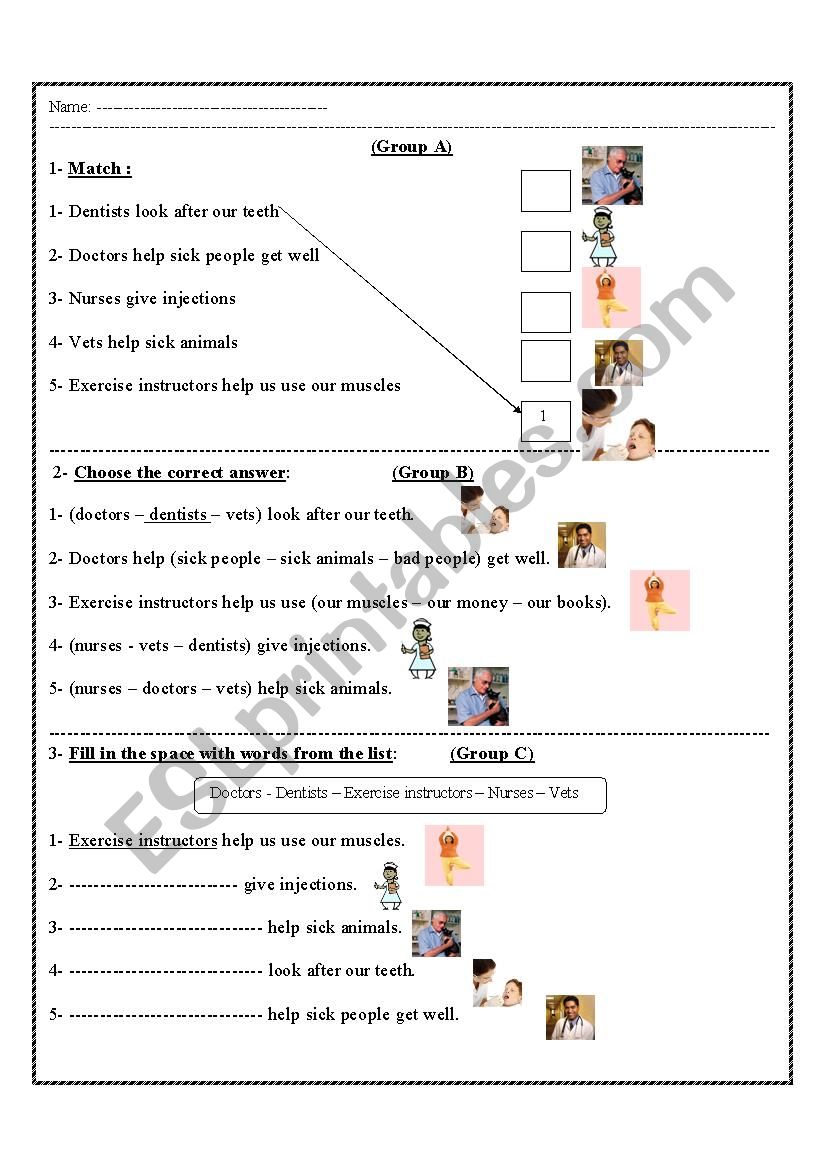 occupations worksheet