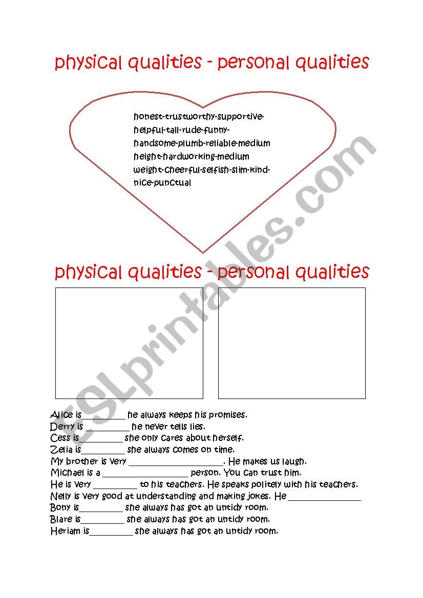 physical qualities-personal qualities