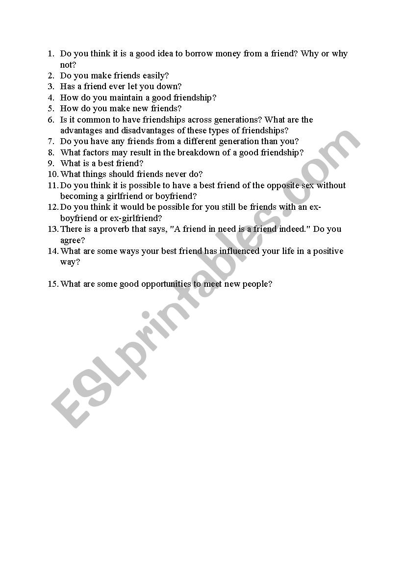 Discussion activity worksheet