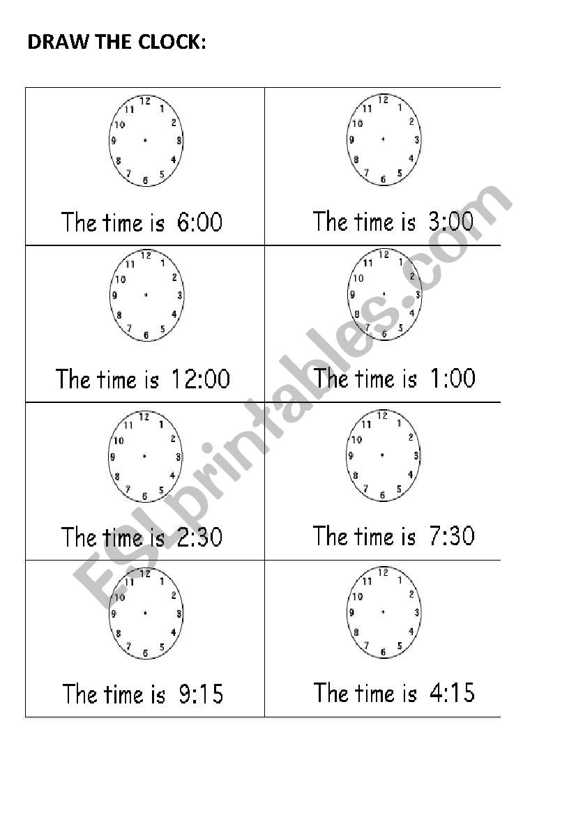 Draw the clock worksheet