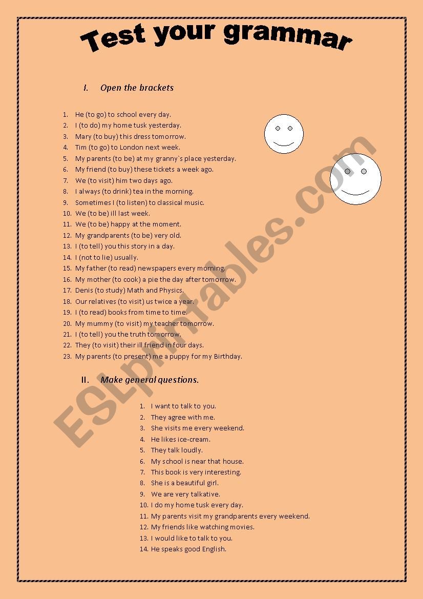 Grammar Test Tenses ESL Worksheet By NocturnaHanna