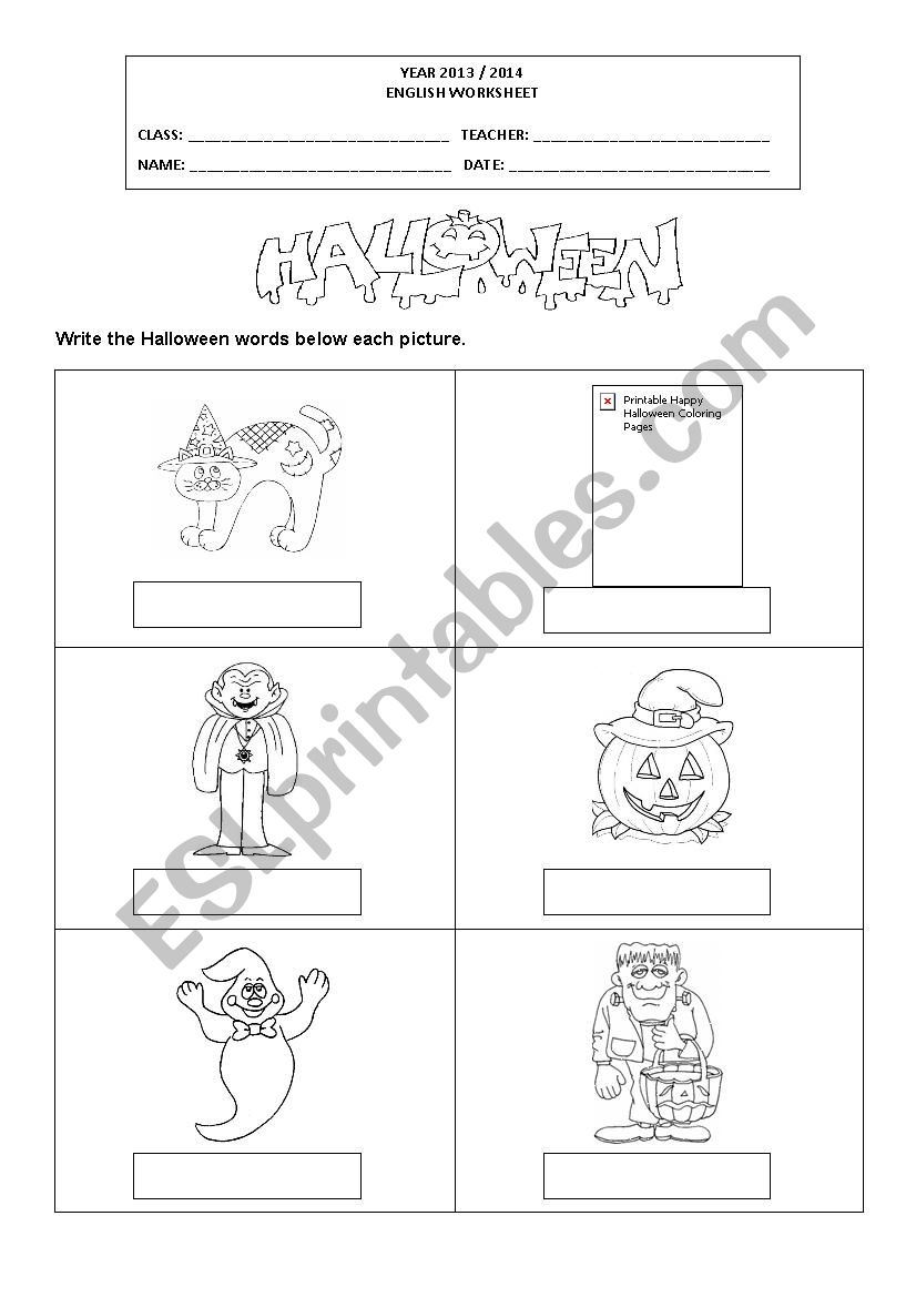 Halloween worksheet