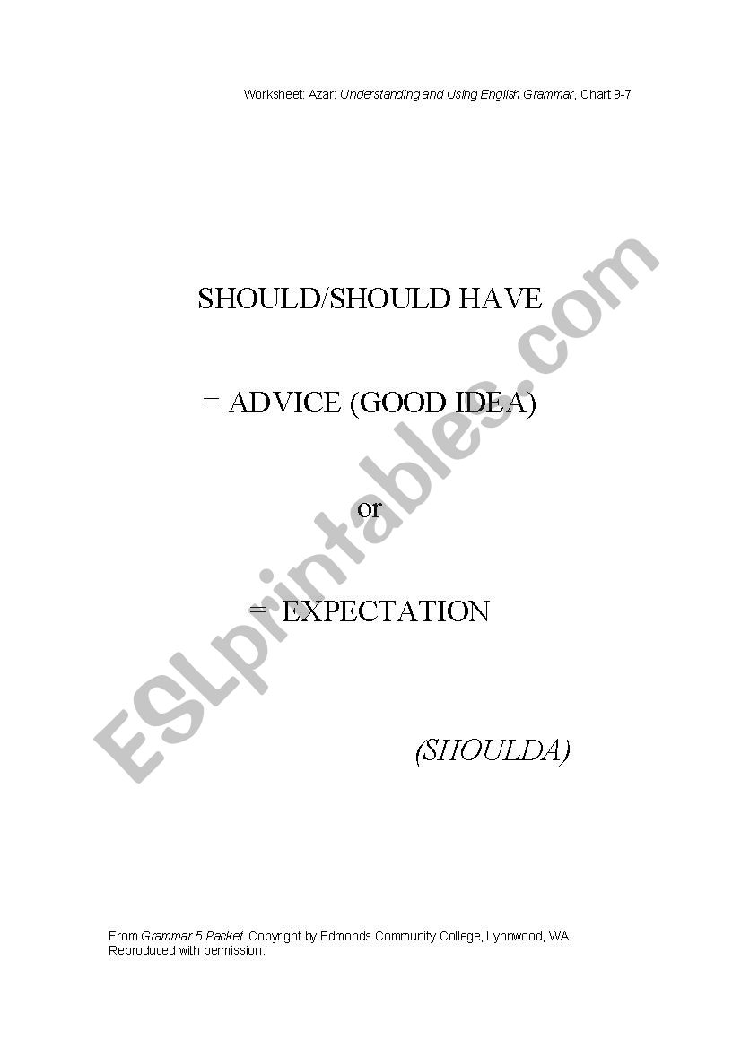 advice/expectation worksheet