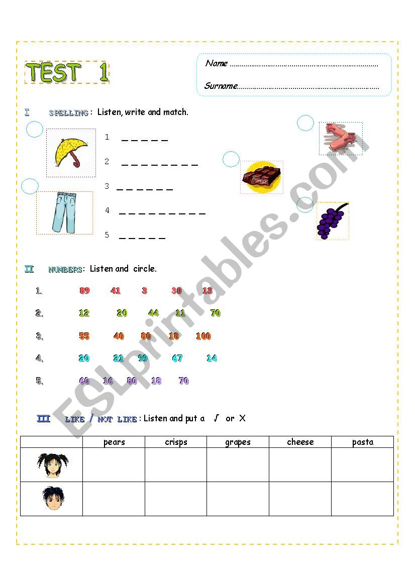 TEST FOR YEAR FOUR, HAPPY STREET 2