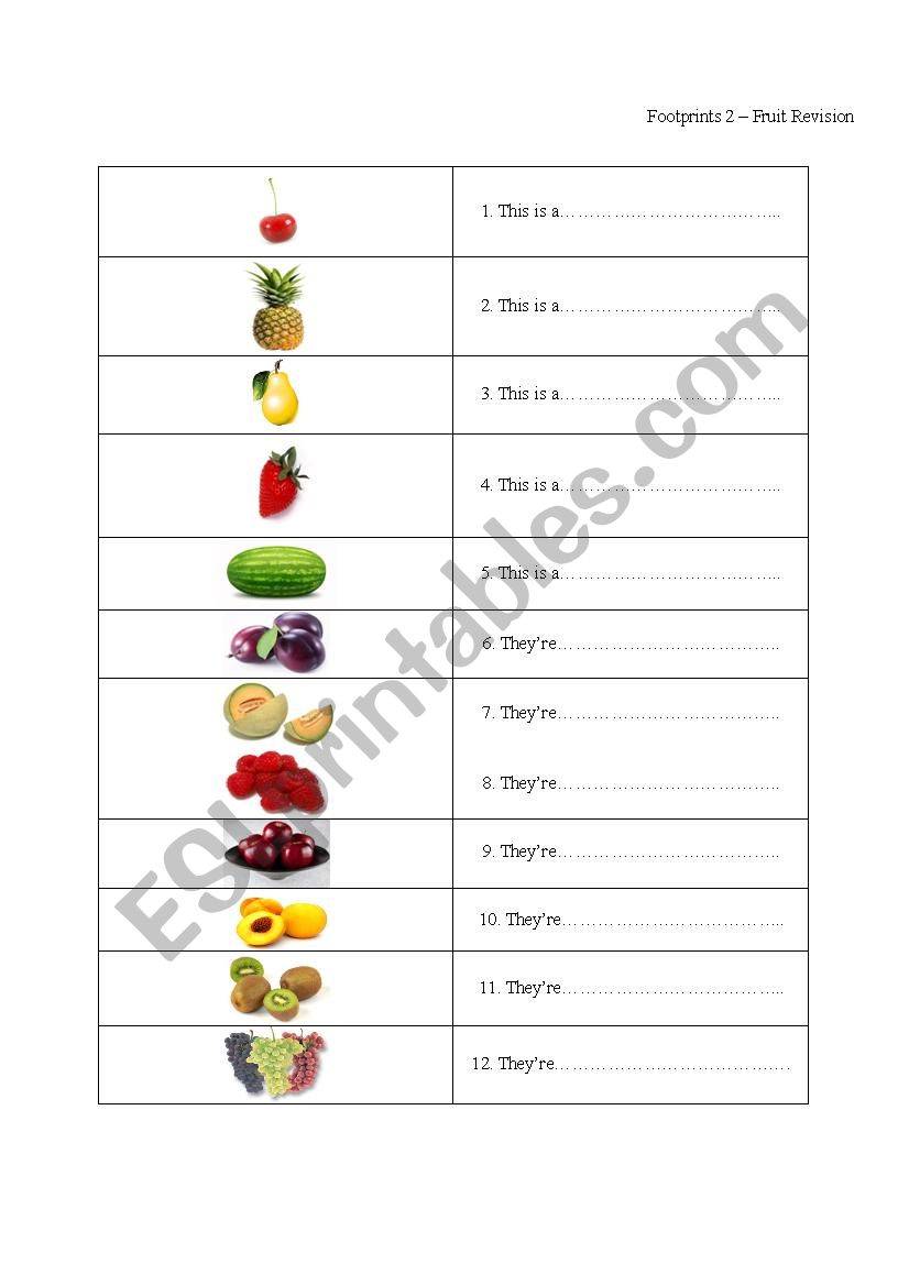 Fruit Revision worksheet