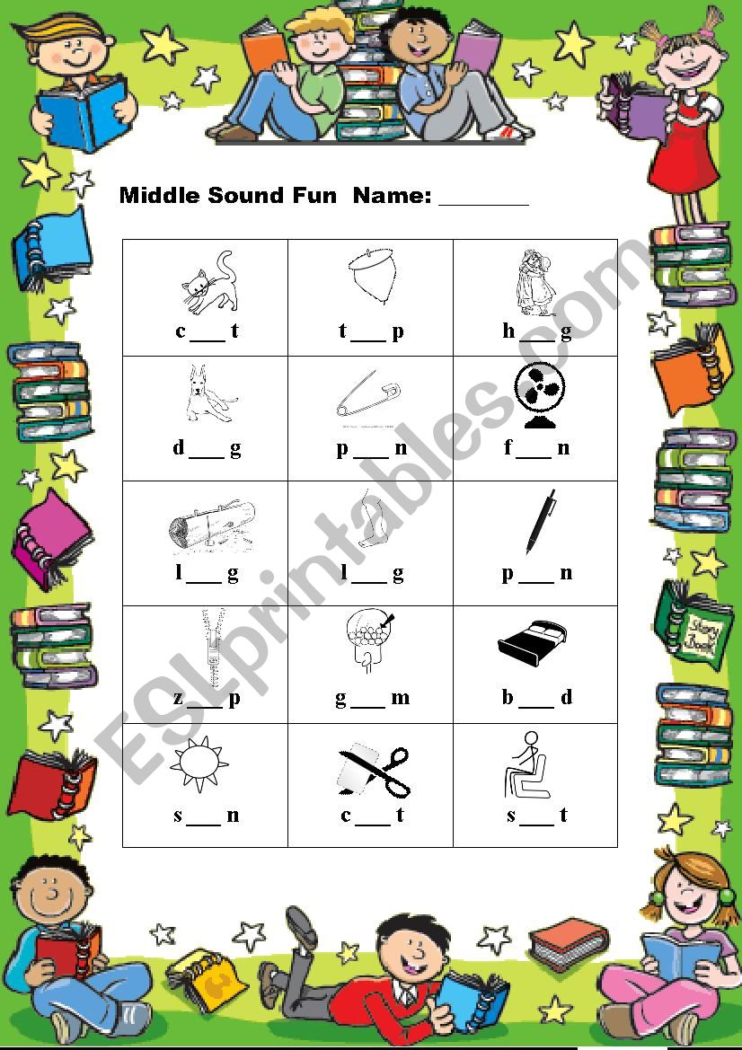 Middle Sound Fun worksheet