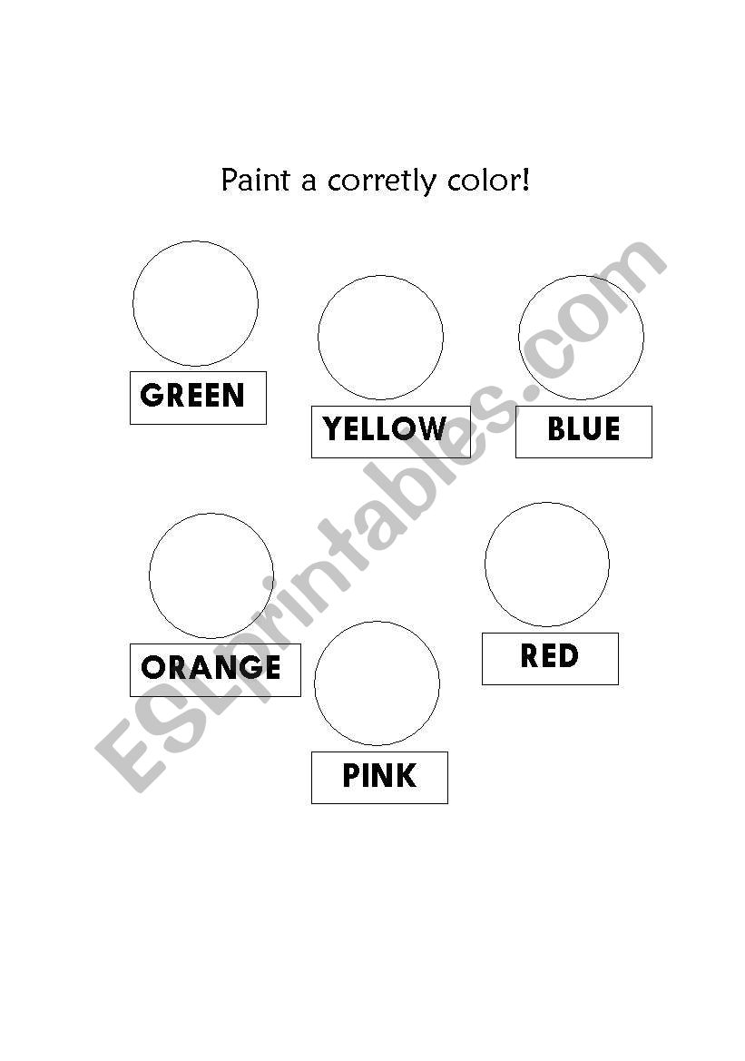 Paint Colours worksheet