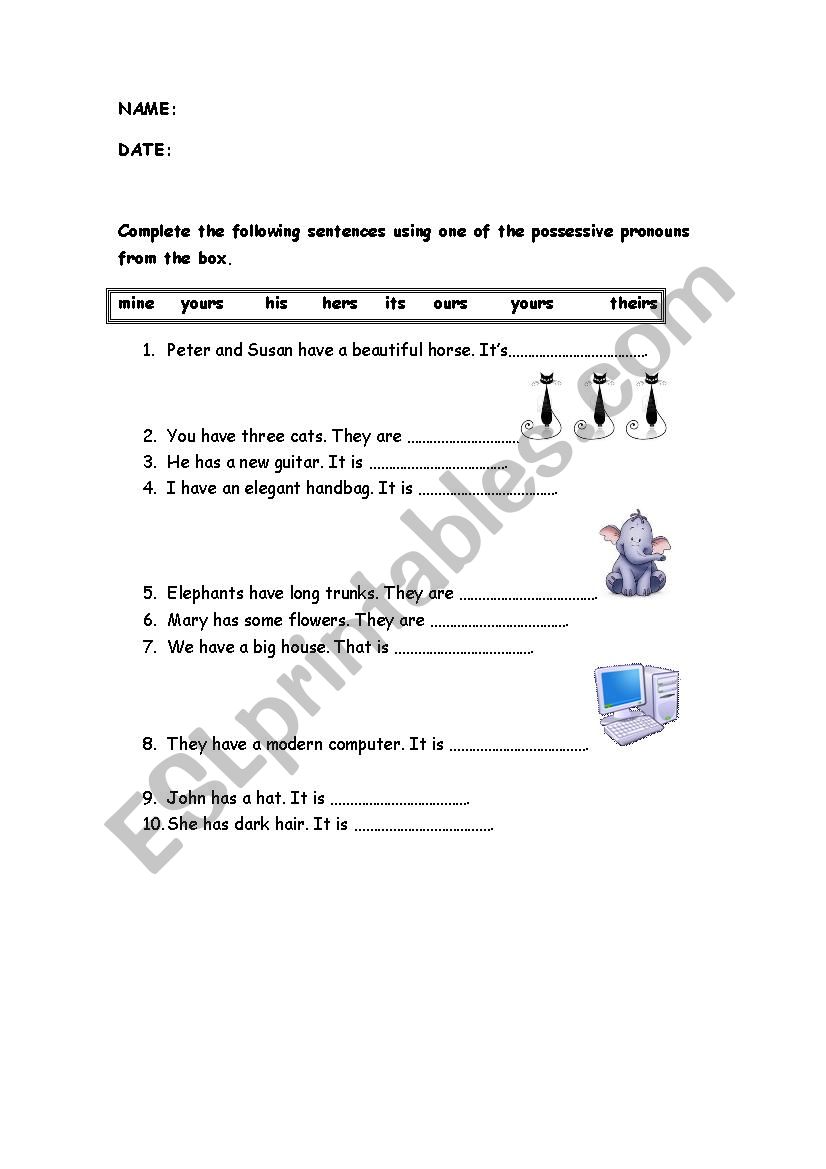Possessive pronouns: a revision for young learners