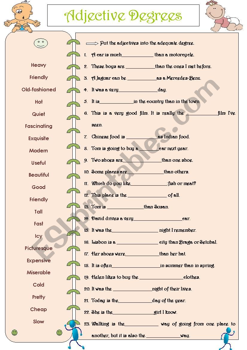 Adjective Degrees ESL Worksheet By Sarasantos