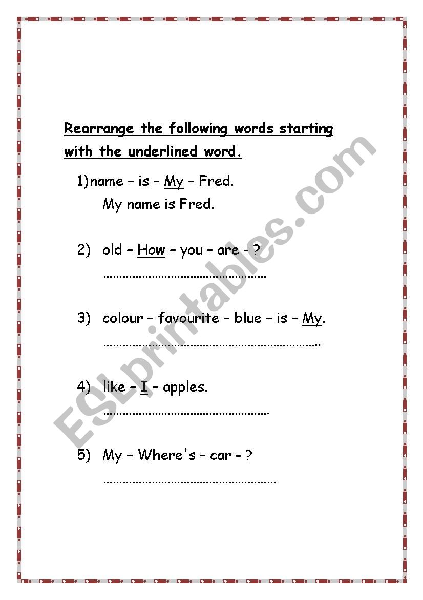 rearrange worksheet