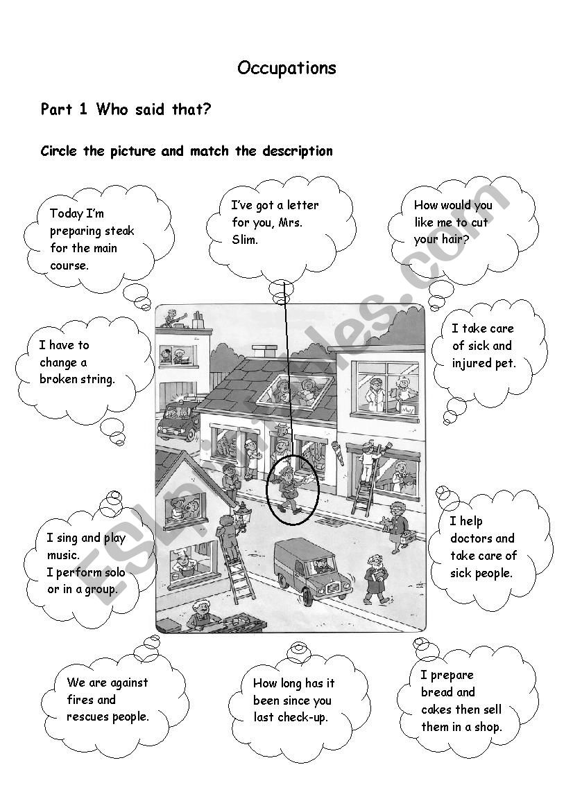 occupations esl worksheet by pirate0723