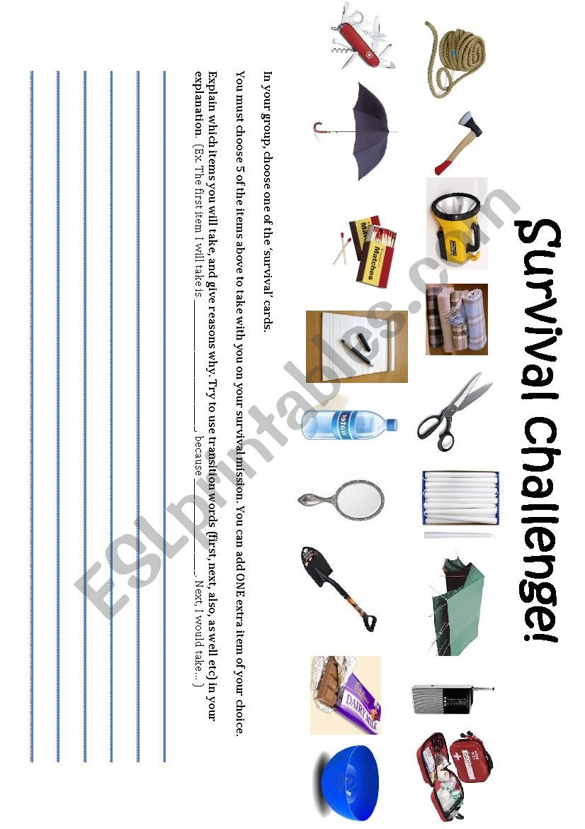 Survival Challenge worksheet