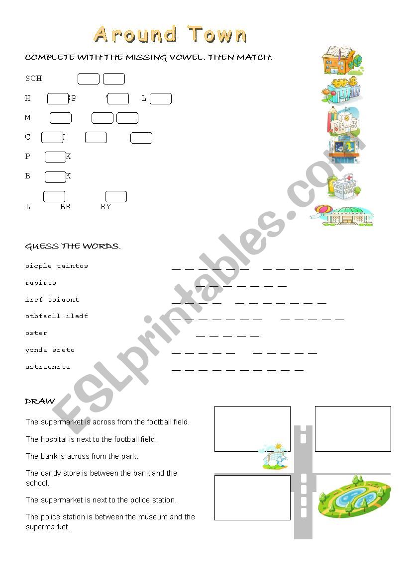 AROUND TOWN worksheet