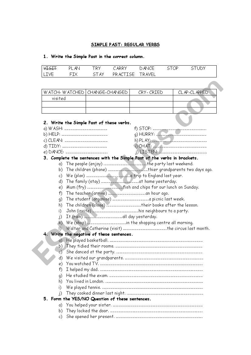 Past Simple worksheet