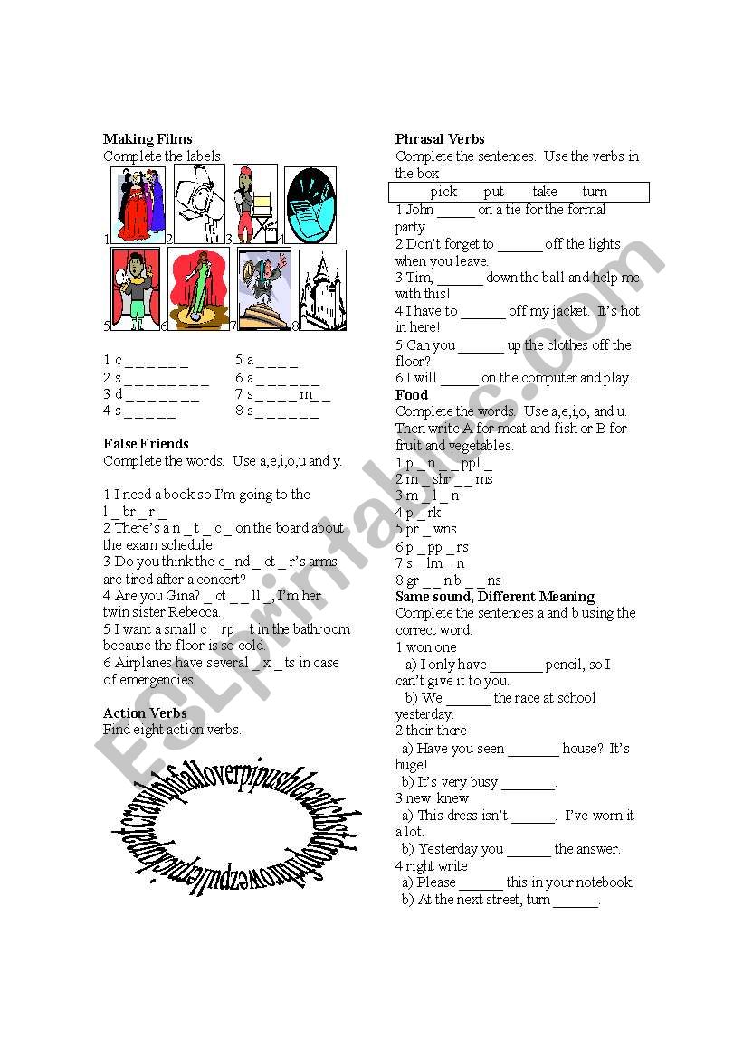 Vocabulary Review Pre Intermediate With answers