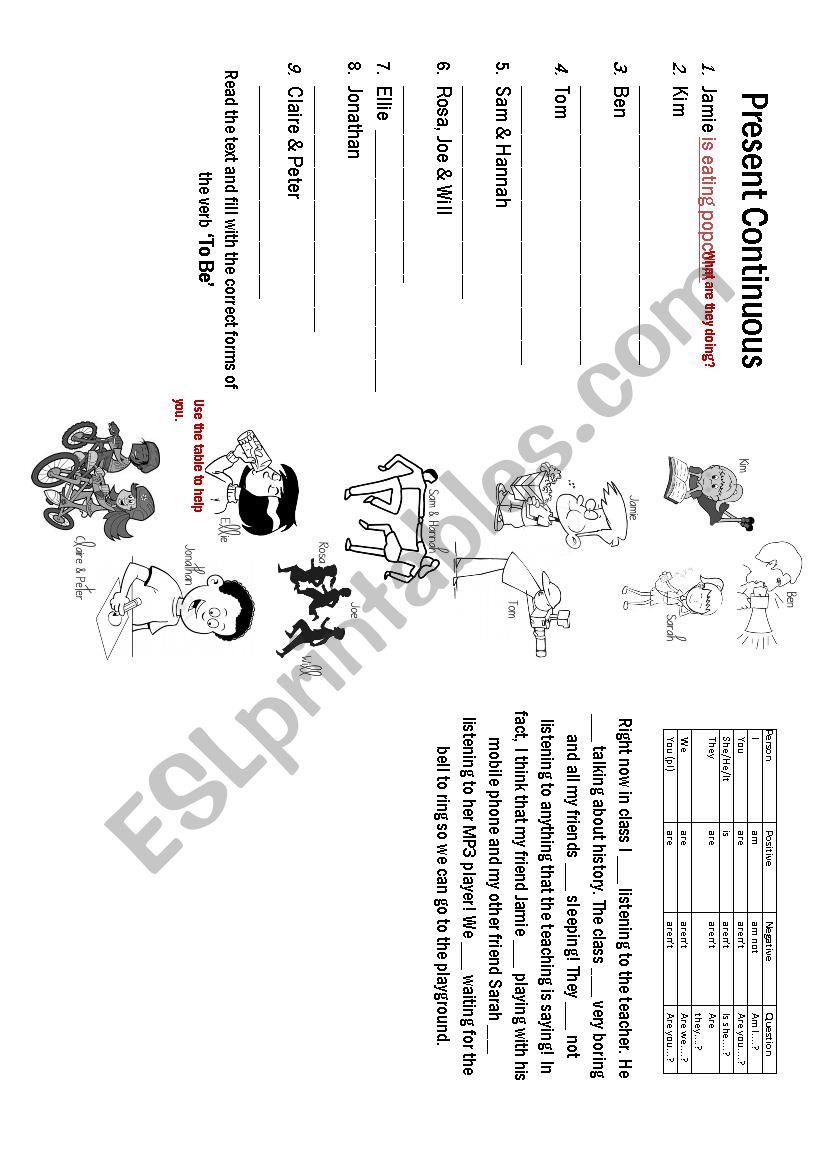 Present Continuous - Actions worksheet