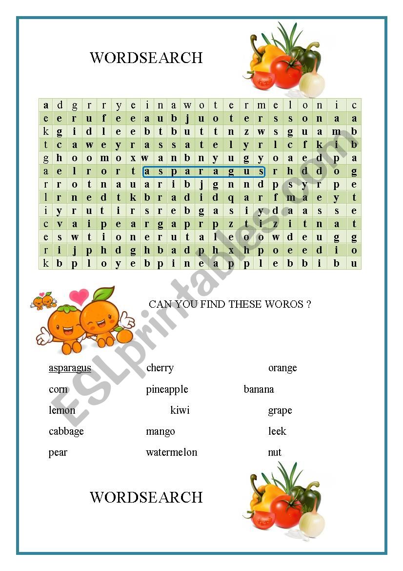 Find words. worksheet