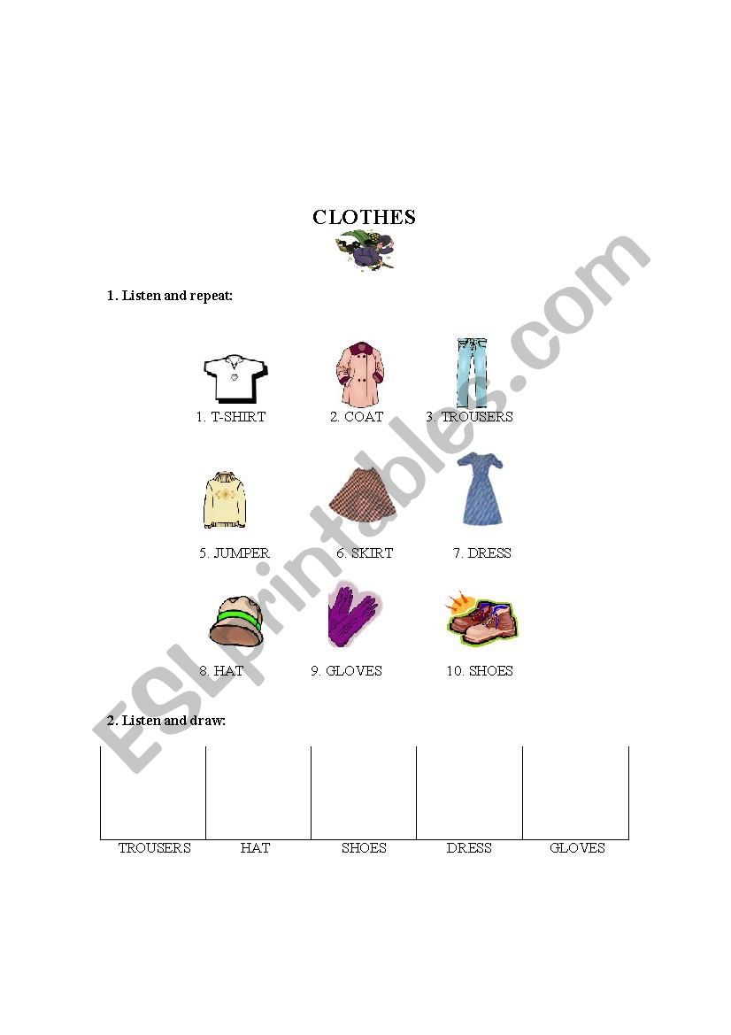 CLOTHES worksheet