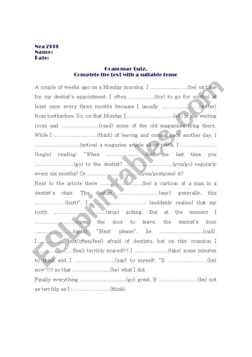 grammar quiz worksheet