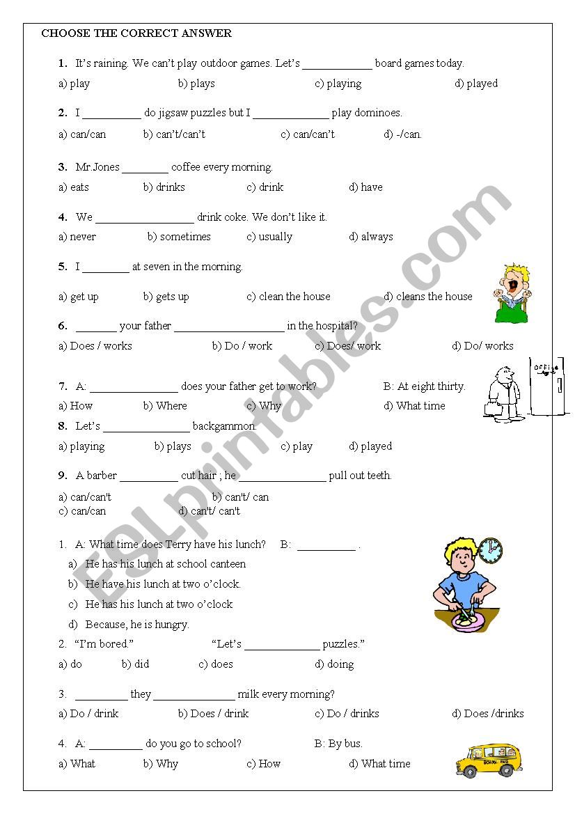 Simple Present / Can - Can´t - ESL worksheet by fbasun