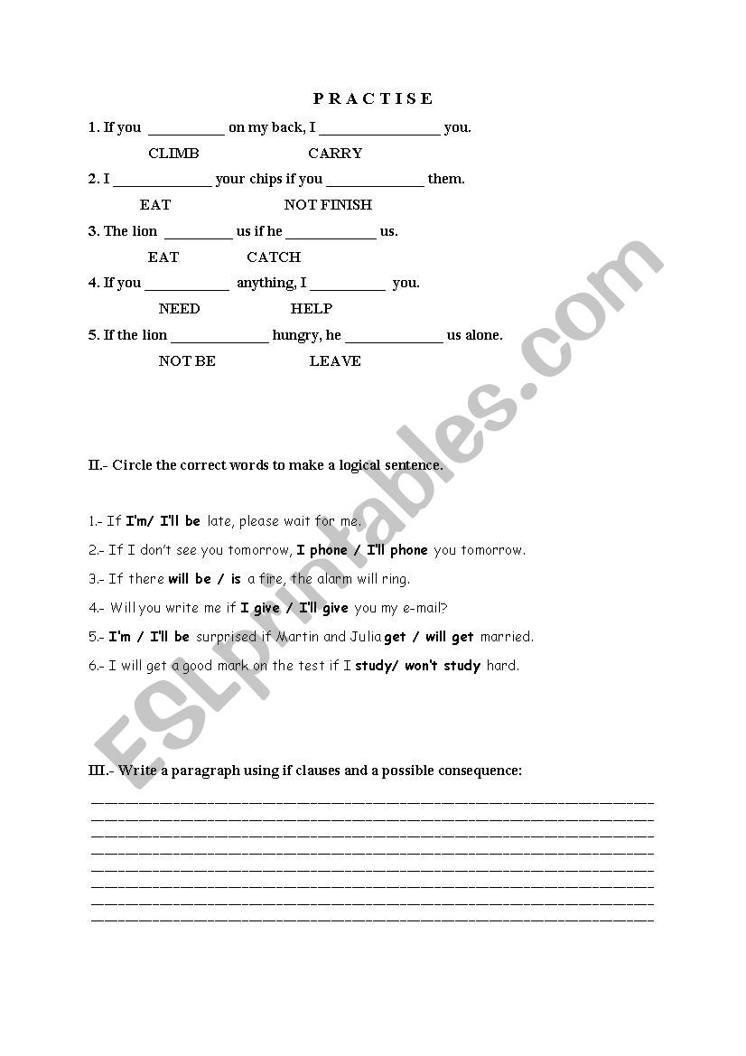 First conditional worksheet