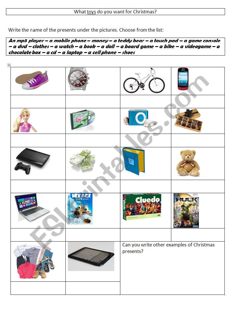 christmas toys vocabulary esl worksheet by pp12