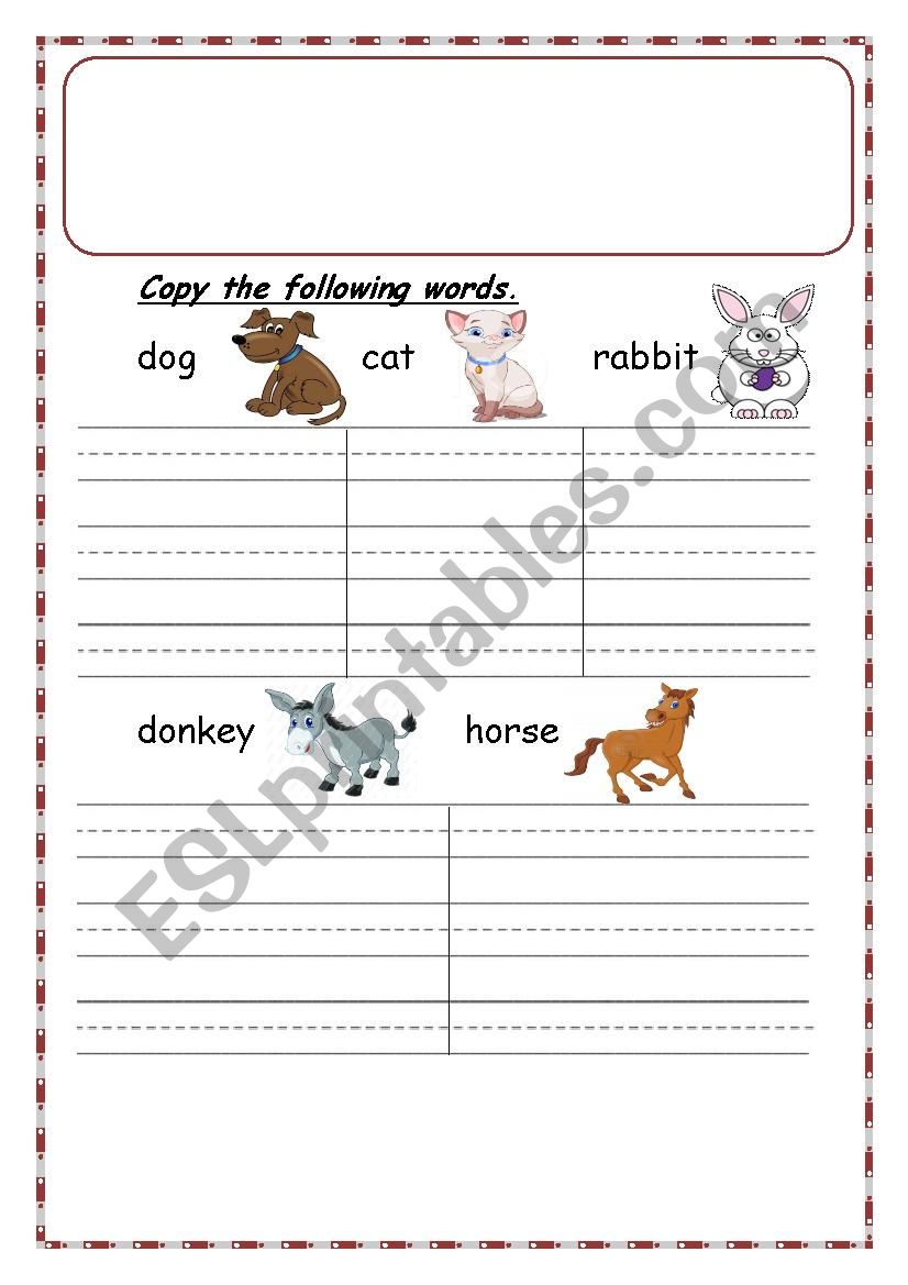 animals worksheet