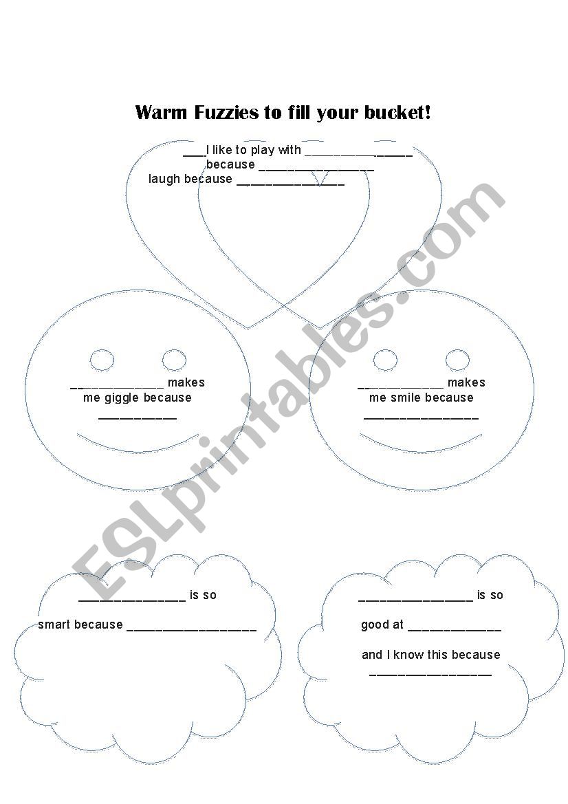 Warm fuzzies worksheet