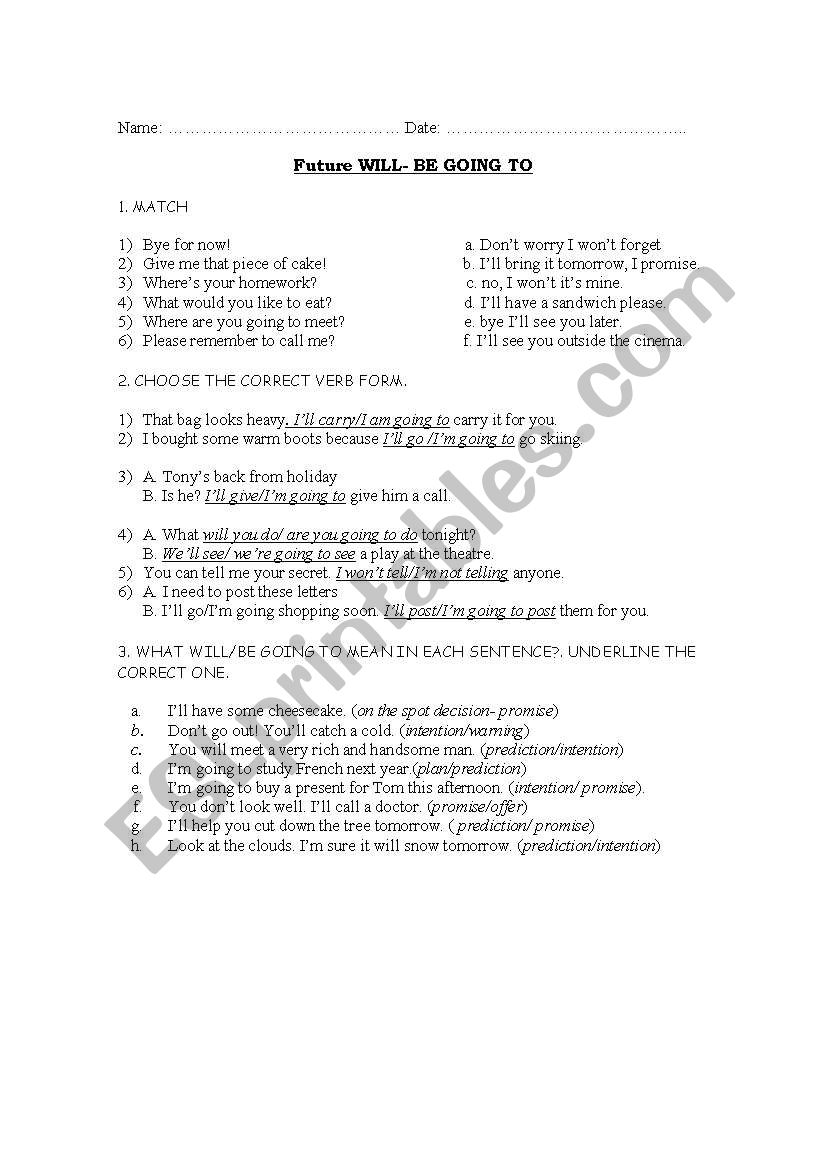 future tenses worksheet