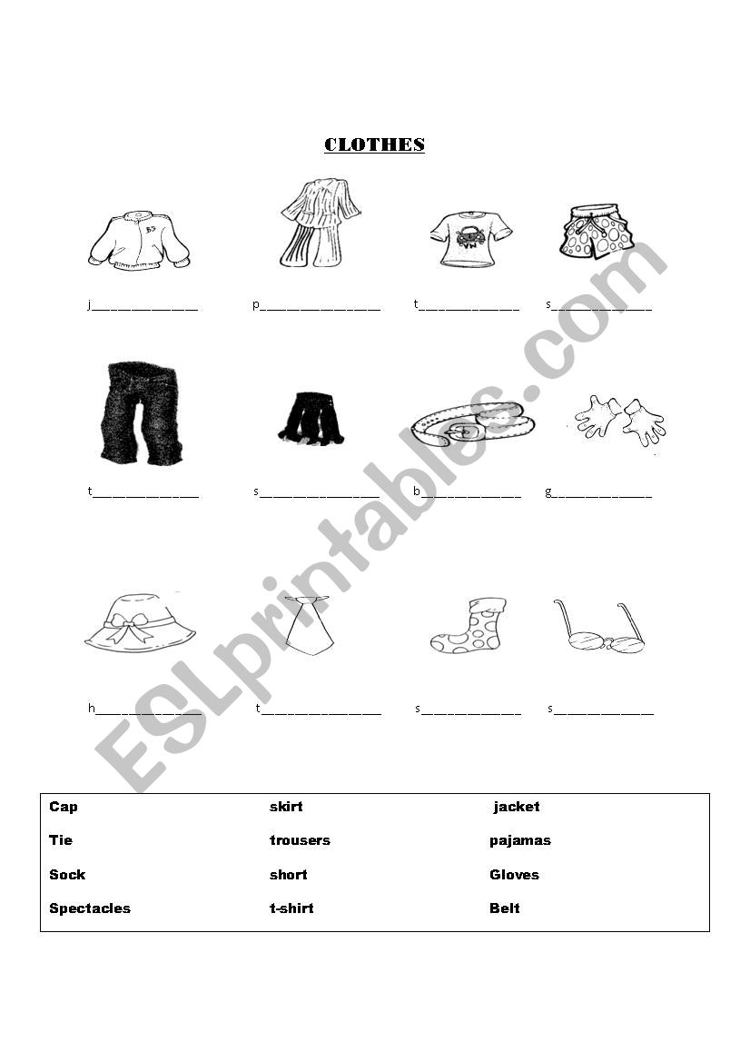 my clothes - ESL worksheet by zumy