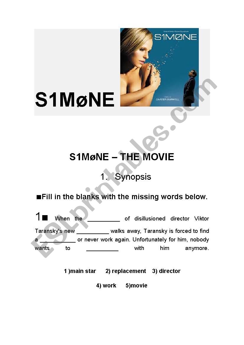 SIMONE - THE MOVIE worksheet