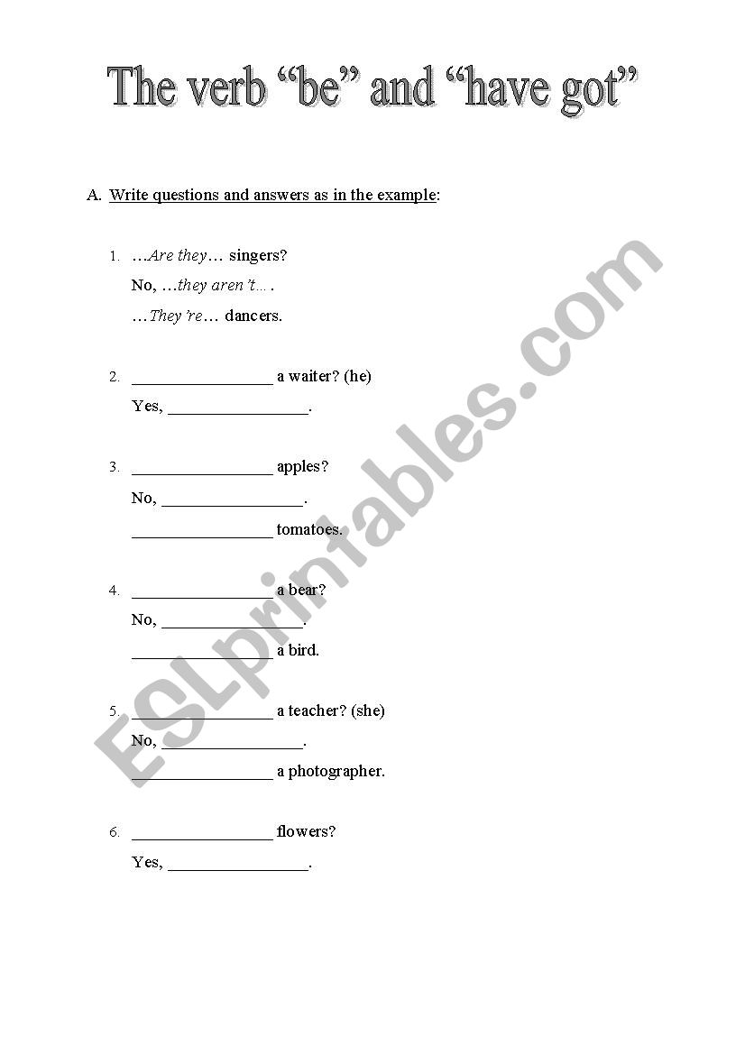 Choose The Verb ´have Got´ Or ´be´ Esl Worksheet By Kaki Nicol