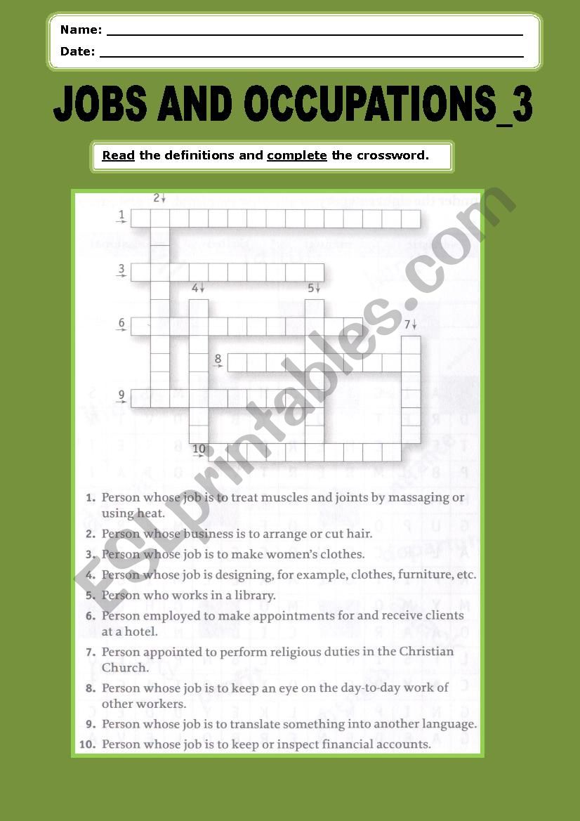 Jobs and Occupations_3 worksheet