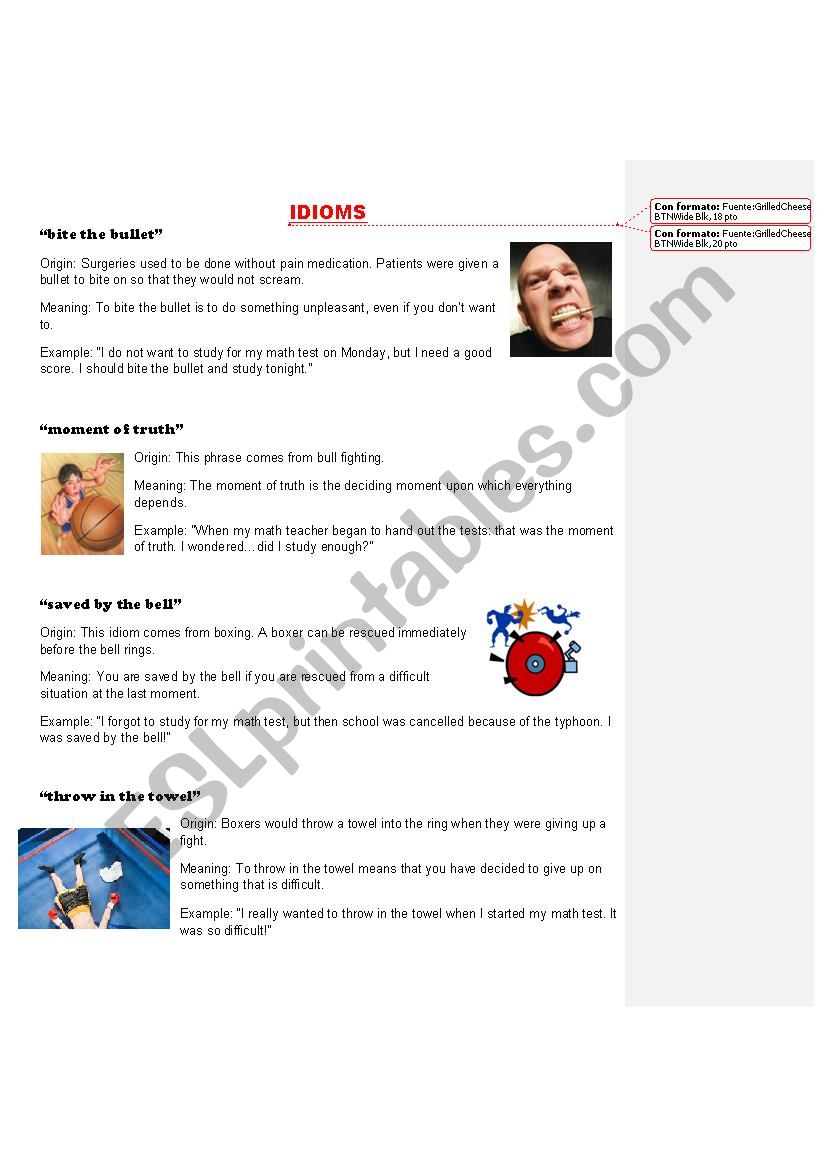 Idioms worksheet