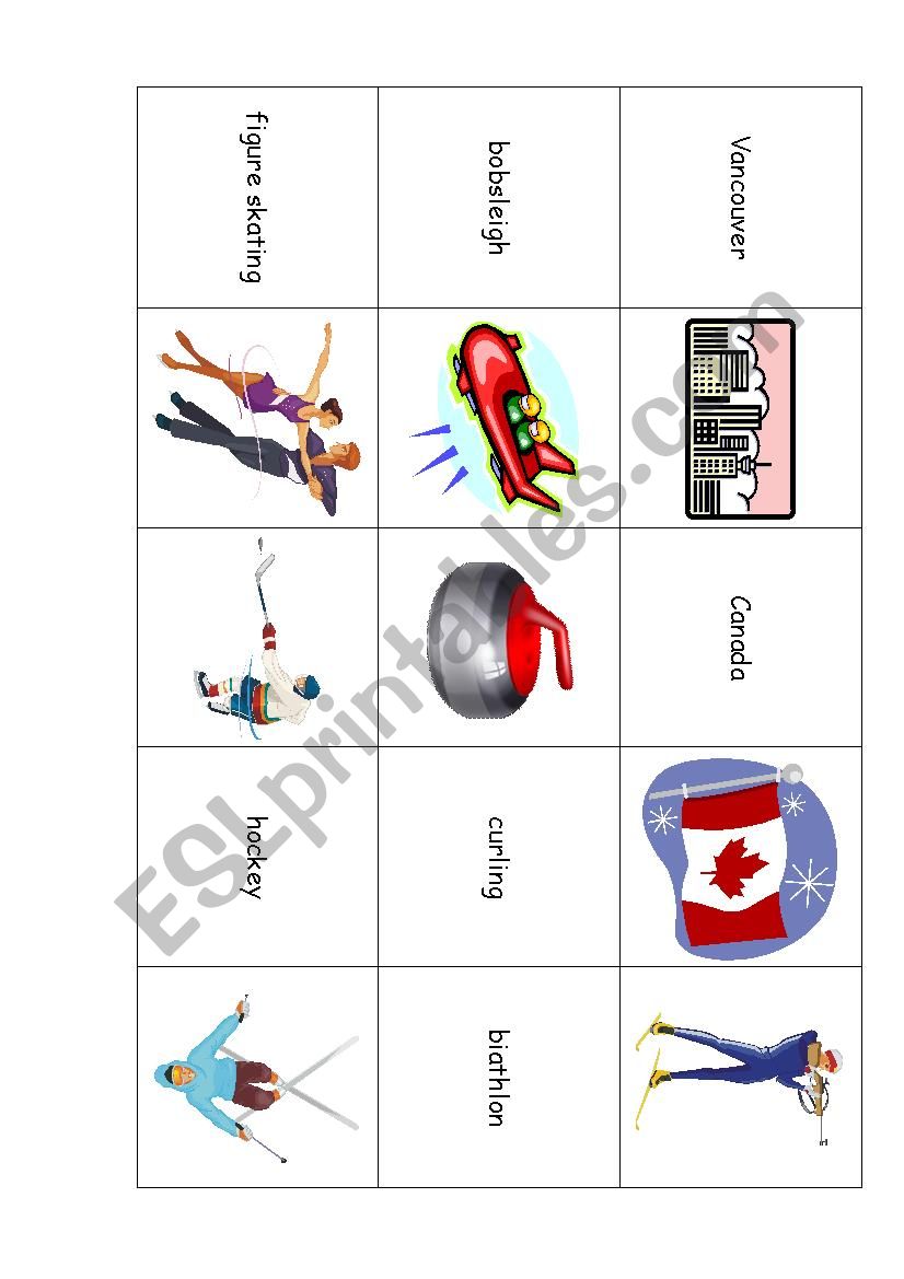 Winter Olympics Memory worksheet