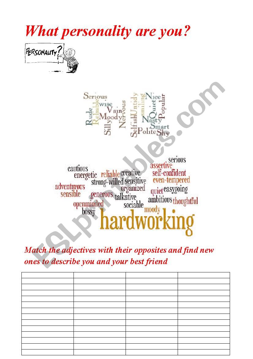 What personality are you? worksheet